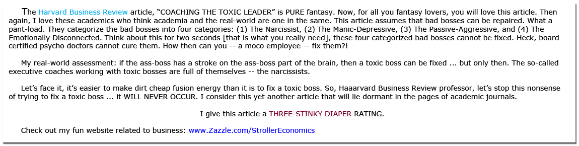blog Ana and the Harvard Business Professors COACHING THE TOXIC LEADER